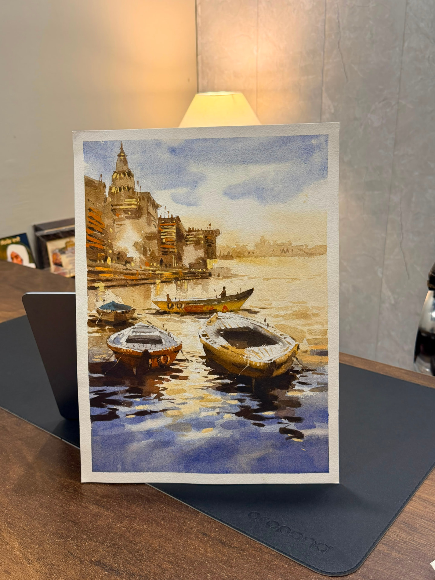 Boats at the Ghats — original artwork by Shagun Art